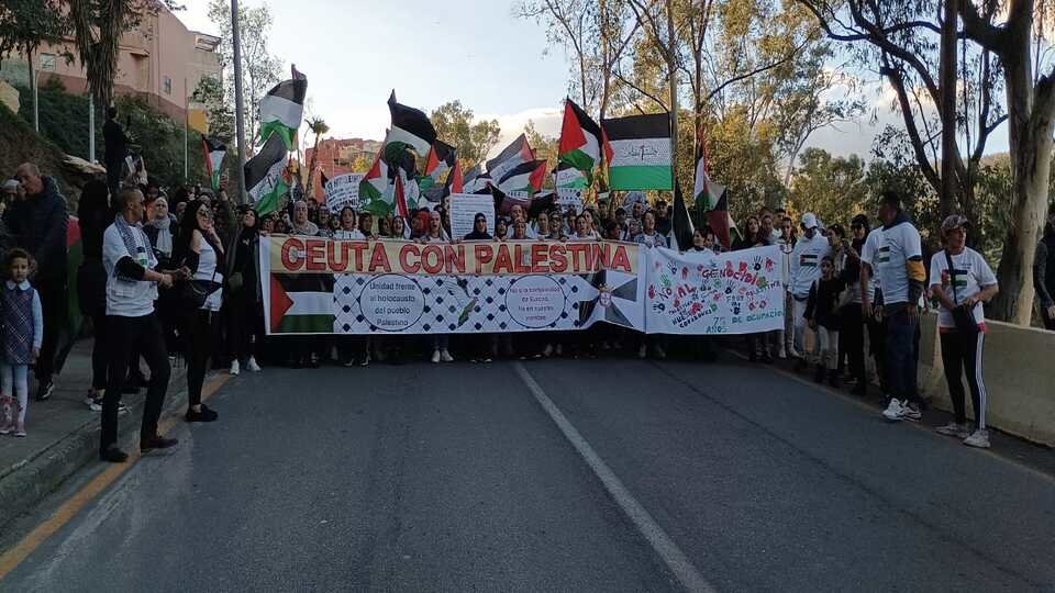 Momento de la manifestación por Palestina